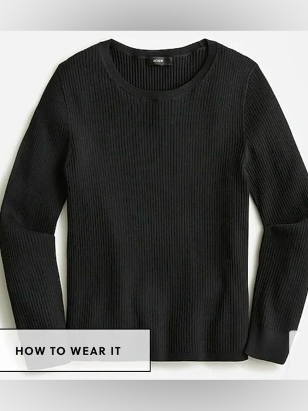 NWT J. Crew Women’s Supersculpt Ribbed Sweater T-shirt in Black Size Medium